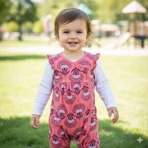 Tea Collection Coral Maroon Floral One Piece Romper 9 to 12 Months